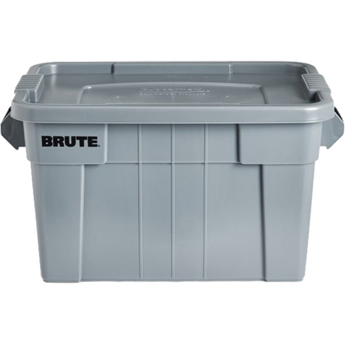 Brute Storage Tote with Lid, 27.88” D x 17.38” W x 15.13” H, 160 lbs. Capacity, Grey Rideout Tool & Machine Inc.