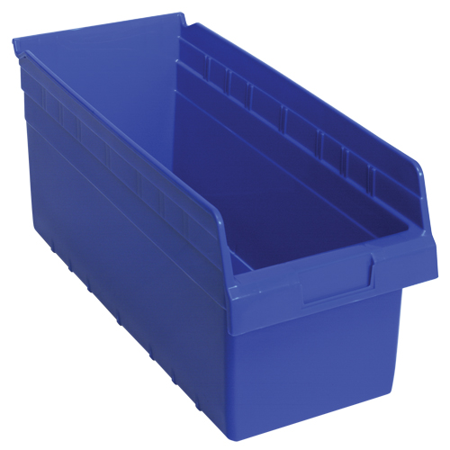 Store-Max Shelf Bins, 8-3/8" W x 8" H x 17-7/8" D, Blue, 56 lbs. Capacity Rideout Tool & Machine Inc.