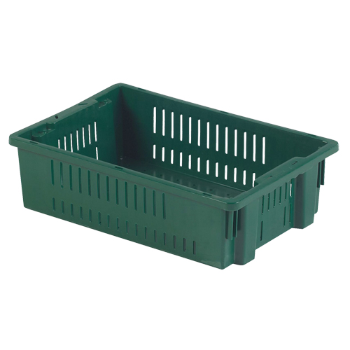 Contenant en plastique empilable Stack-N-Nest pour l'agriculture, 13,1" x 19,7" x 5,6", Vert Rideout Tool & Machine Inc.