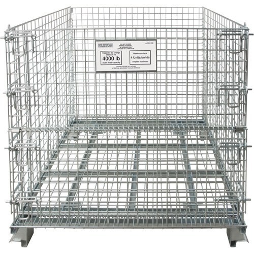 Conteneur repliable en m&eacute;tal grillag&eacute;, 40" la x 48" p x 42" h, Capacit&eacute; de 4000 lb Rideout Tool & Machine Inc.