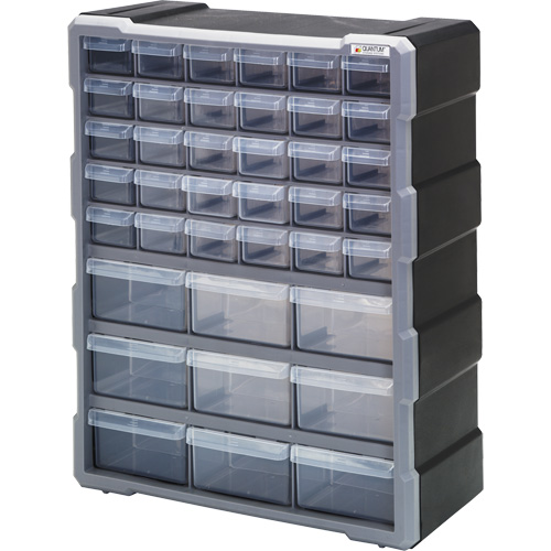 Drawer Cabinet, Plastic, 39 Drawers, 15" x 6-1/4" x 18-3/4", Black Rideout Tool & Machine Inc.