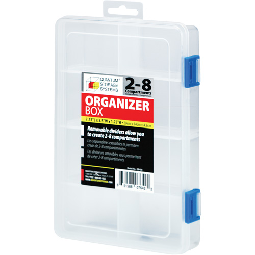 Boîte &agrave; compartiments en plastique, 5,5" la x 7,75" p x 1,75" h, 8 compartiments Rideout Tool & Machine Inc.