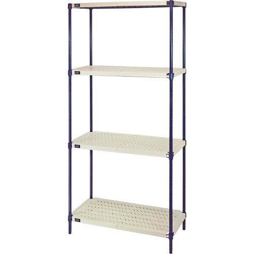 Wire Shelving Unit with Plastic Shelves, Wire Frame with Plastic Shelves, Boltless, 600 lbs. Capacity, 30" W x 72" H x 24" D Rideout Tool & Machine Inc.