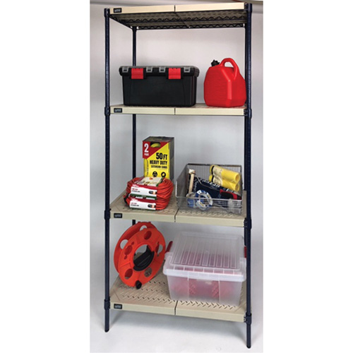 Wire Shelving Unit with Plastic Shelves, Wire Frame with Plastic Shelves, Boltless, 600 lbs. Capacity, 30" W x 72" H x 24" D Rideout Tool & Machine Inc.
