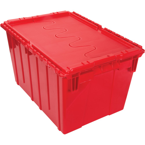Flip Top Plastic Distribution Container, 21.65" x 15.5" x 12.5", Red Rideout Tool & Machine Inc.