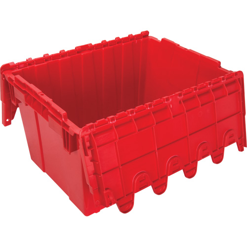 Flip Top Plastic Distribution Container, 21.65" x 15.5" x 12.5", Red Rideout Tool & Machine Inc.