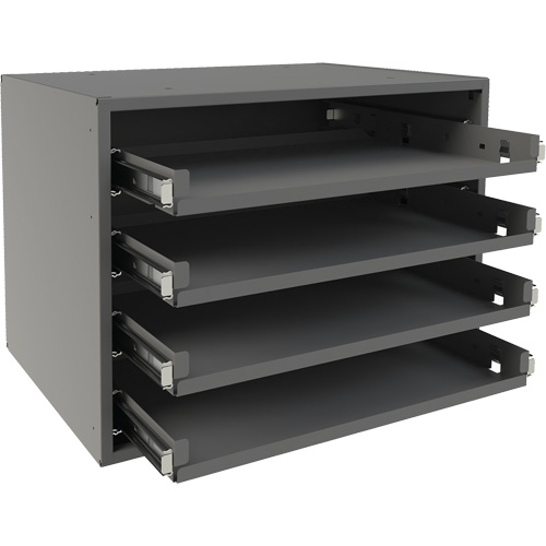 Small Bearing Rack, Steel, 4 Slots, 15-9/16" W x 11-7/8" D x 11-5/16" H, Grey Rideout Tool & Machine Inc.