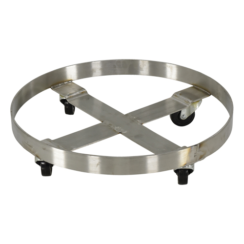 Drum Dollies, Stainless Steel, 800 lbs. Capacity, 23-1/4" Diameter, Rubber Casters Rideout Tool & Machine Inc.