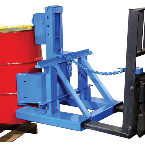 Manipulateur de barils MORSPEED 1500 pour chariot &eacute;l&eacute;vateur, Pour 55 gal. US (45 gal. imp.) Rideout Tool & Machine Inc.