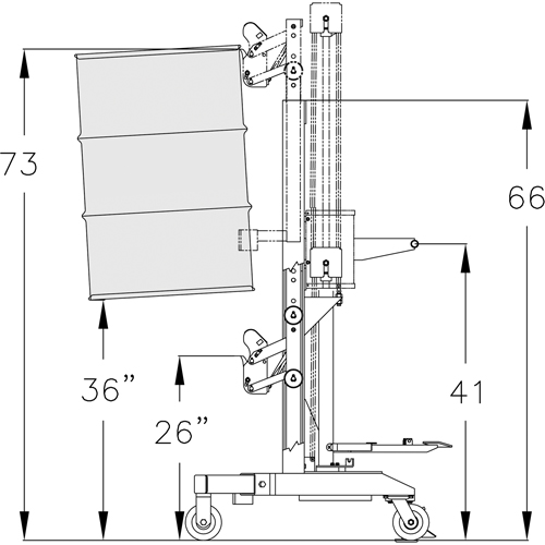 Manipulateur ergonomique de baril &agrave; port&eacute;e &eacute;lev&eacute;, DM-100-HR, 30 - 85 gal. US (25 - 70 gal. imp.) Rideout Tool & Machine Inc.