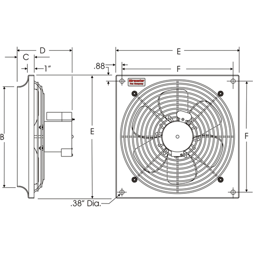 Ventilateurs muraux d'usage g&eacute;n&eacute;ral, Commercial, Dia 16", 2 vitesses Rideout Tool & Machine Inc.