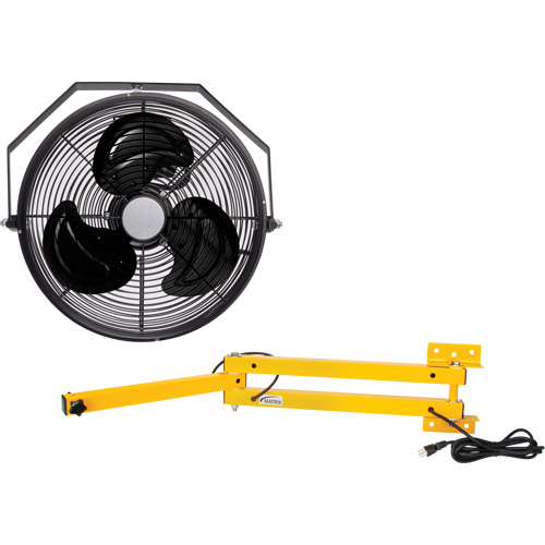 Trousse de ventilateur pour poste de travail industriel avec bras double verrouillable, Industriel, 3 vitesses, Diam&egrave;tre de 12" Rideout Tool & Machine Inc.
