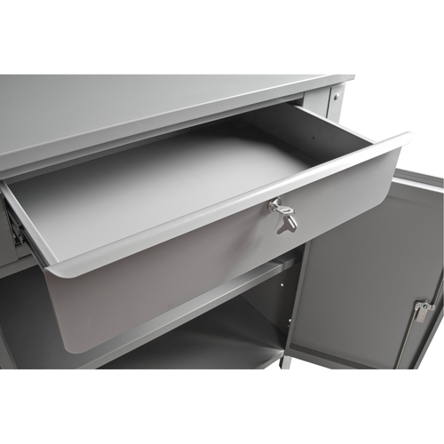 Cabinet Style Shop Desk, 34-1/2" W x 30" D x 53" H, Grey Rideout Tool & Machine Inc.