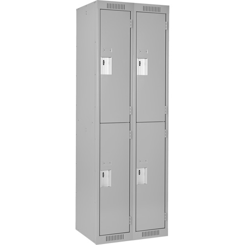 Clean Line Lockers, 2 -tier, Bank of 2, 24" x 18" x 72", Steel, Grey, Rivet (Assembled) Rideout Tool & Machine Inc.