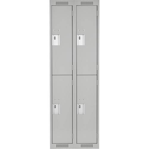 Clean Line Lockers, 2 -tier, Bank of 2, 24" x 18" x 72", Steel, Grey, Rivet (Assembled) Rideout Tool & Machine Inc.