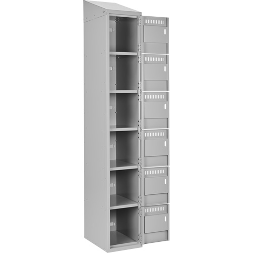 Clean Line Lockerette , 6 -tier, Bank of 4, 48" x 18" x 78", Steel, Grey, Rivet (Assembled) Rideout Tool & Machine Inc.