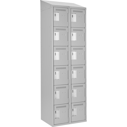 Clean Line Lockerette , 6 -tier, Bank of 2, 24" x 18" x 78", Steel, Grey, Rivet (Assembled) Rideout Tool & Machine Inc.