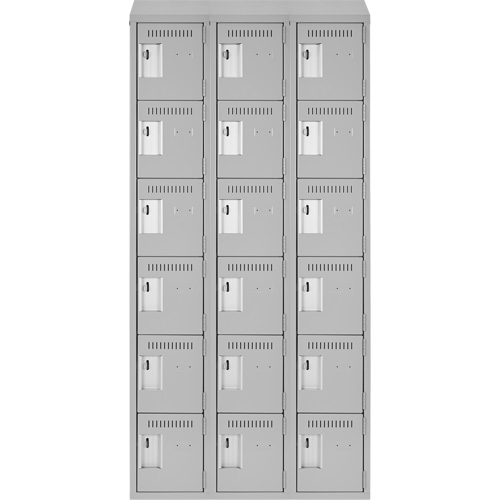 Clean Line Lockerette , 6 -tier, Bank of 3, 36" x 18" x 78", Steel, Grey, Rivet (Assembled) Rideout Tool & Machine Inc.