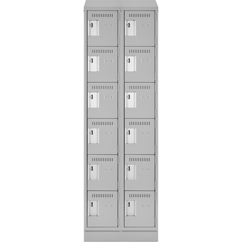 Clean Line Lockerette, 6 -tier, Bank of 2, 24" x 18" x 82", Steel, Grey, Rivet (Assembled) Rideout Tool & Machine Inc.