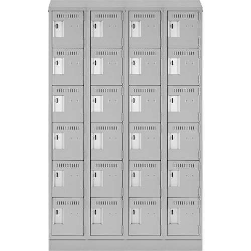 Clean Line Lockerette, 6 -tier, Bank of 4, 48" x 18" x 82", Steel, Grey, Rivet (Assembled) Rideout Tool & Machine Inc.