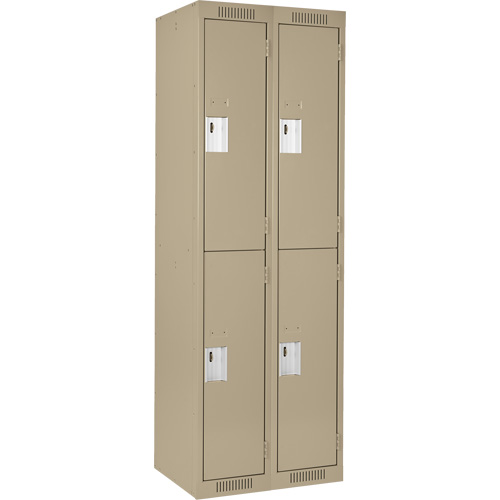 Clean Line Lockers, 2 -tier, Bank of 2, 24" x 18" x 72", Steel, Beige, Rivet (Assembled) Rideout Tool & Machine Inc.