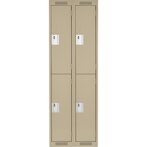 Clean Line Lockers, 2 -tier, Bank of 2, 24" x 18" x 72", Steel, Beige, Rivet (Assembled) Rideout Tool & Machine Inc.