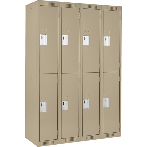 Clean Line Lockers, 2 -tier, Bank of 4, 48" x 18" x 72", Steel, Beige, Rivet (Assembled) Rideout Tool & Machine Inc.