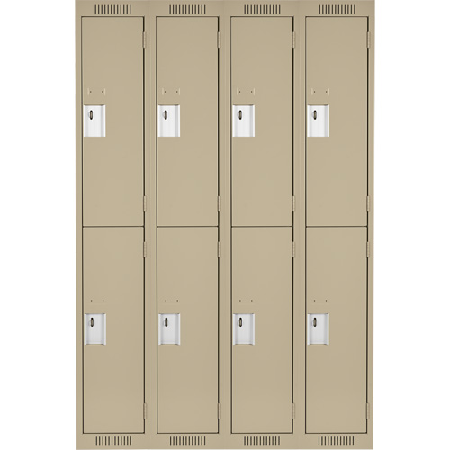 Clean Line Lockers, 2 -tier, Bank of 4, 48" x 18" x 72", Steel, Beige, Rivet (Assembled) Rideout Tool & Machine Inc.
