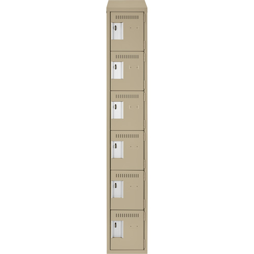 Petits casiers Clean Line, 6 niveaux, 12" x 18" x 78", Acier, Beige, Rivet (assembl&eacute;) Rideout Tool & Machine Inc.