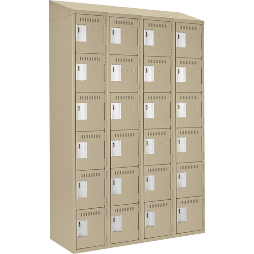 Clean Line Lockerette, 6 -tier, Bank of 4, 48" x 18" x 78", Steel, Beige, Rivet (Assembled) Rideout Tool & Machine Inc.