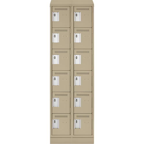 Clean Line Lockerette , 6 -tier, Bank of 2, 24" x 18" x 82", Steel, Beige, Rivet (Assembled) Rideout Tool & Machine Inc.