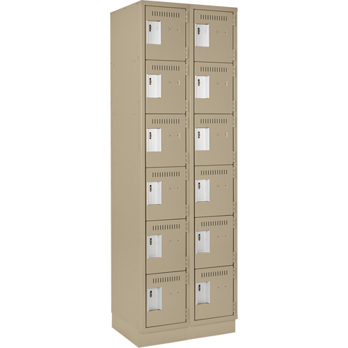 Clean Line Lockerette, 6 -tier, Bank of 2, 24" x 18" x 76", Steel, Beige, Rivet (Assembled) Rideout Tool & Machine Inc.