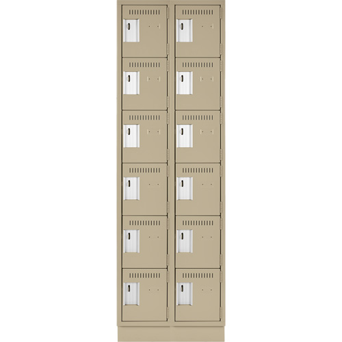 Clean Line Lockerette, 6 -tier, Bank of 2, 24" x 18" x 76", Steel, Beige, Rivet (Assembled) Rideout Tool & Machine Inc.