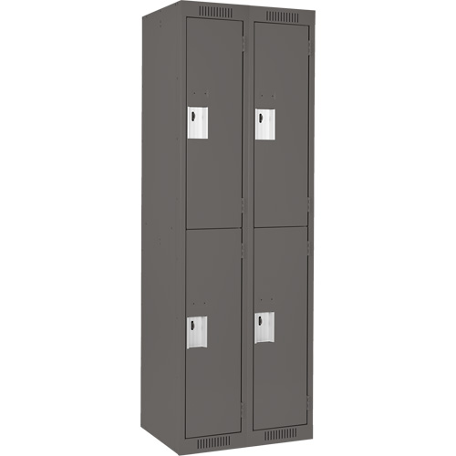 Clean Line Lockers, 2 -tier, Bank of 2, 24" x 18" x 72", Steel, Charcoal, Rivet (Assembled) Rideout Tool & Machine Inc.