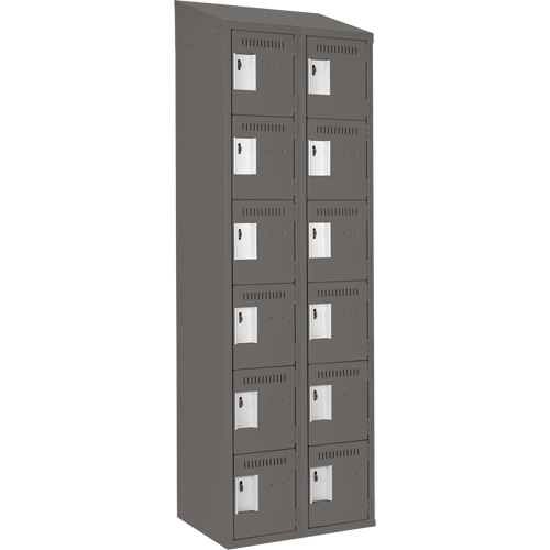 Clean Line Lockerette, 6 -tier, Bank of 2, 24" x 18" x 78", Steel, Charcoal, Rivet (Assembled) Rideout Tool & Machine Inc.