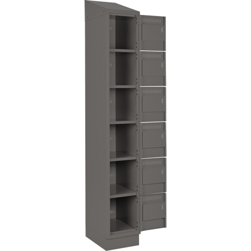 Clean Line Lockerette, 6 -tier, Bank of 4, 48" x 18" x 82", Steel, Charcoal, Rivet (Assembled) Rideout Tool & Machine Inc.