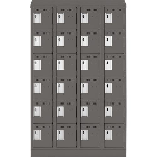 Clean Line Lockerette, 6 -tier, Bank of 4, 48" x 18" x 82", Steel, Charcoal, Rivet (Assembled) Rideout Tool & Machine Inc.