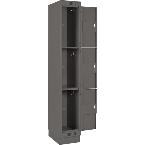 Clean Line Lockers, 3 -tier, Bank of 4, 48" x 18" x 76", Steel, Charcoal, Rivet (Assembled) Rideout Tool & Machine Inc.