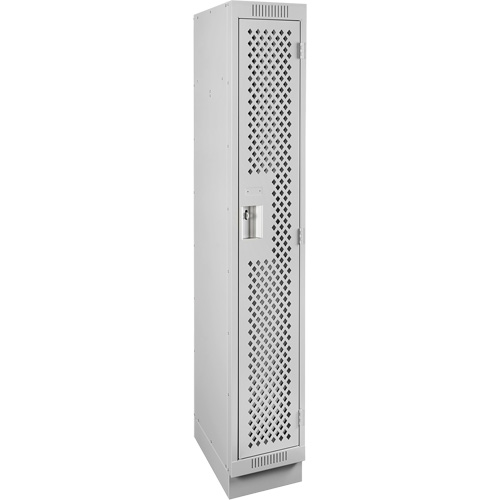 Clean Line Lockers, 12" x 15" x 76", Steel, Grey, Rivet (Assembled), Perforated Rideout Tool & Machine Inc.