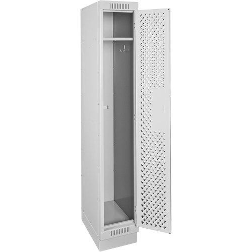 Clean Line Lockers, 12" x 15" x 76", Steel, Grey, Rivet (Assembled), Perforated Rideout Tool & Machine Inc.
