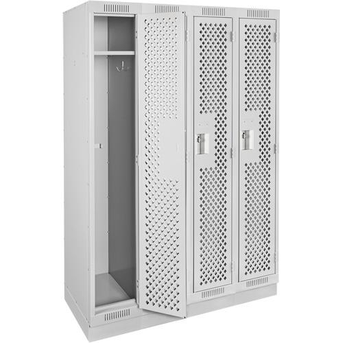 Clean Line Lockers, Bank of 4, 48" x 15" x 76", Steel, Grey, Rivet (Assembled), Perforated Rideout Tool & Machine Inc.