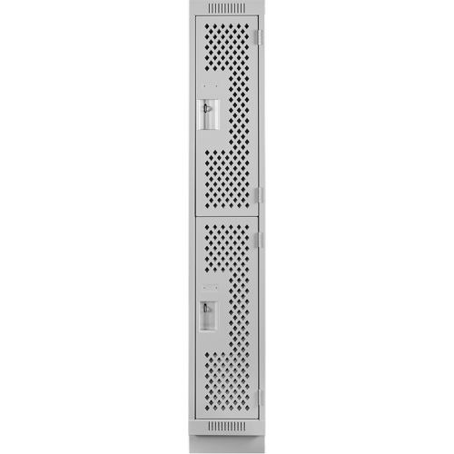 Clean Line Lockers, 2 -tier, 12" x 18" x 76", Steel, Grey, Rivet (Assembled), Perforated Rideout Tool & Machine Inc.