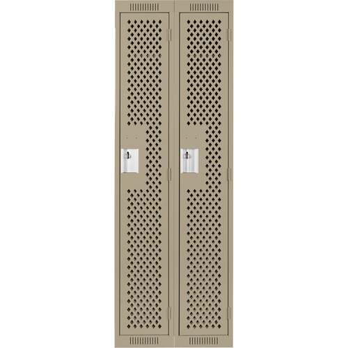 Clean Line Lockers, Bank of 2, 24" x 15" x 72", Steel, Beige, Rivet (Assembled), Perforated Rideout Tool & Machine Inc.