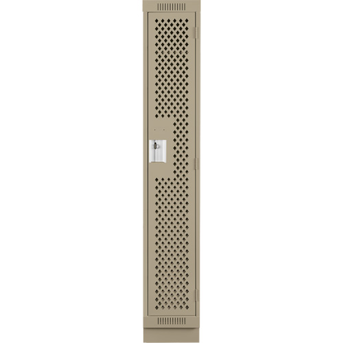 Clean Line Lockers, 12" x 15" x 76", Steel, Beige, Rivet (Assembled), Perforated Rideout Tool & Machine Inc.