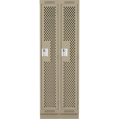 Clean Line Lockers, Bank of 2, 24" x 15" x 76", Steel, Beige, Rivet (Assembled), Perforated Rideout Tool & Machine Inc.