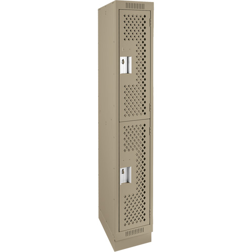 Casiers Clean Line, 2 niveaux, 12" x 18" x 76", Acier, Beige, Rivet (assembl&eacute;), Perfor&eacute; Rideout Tool & Machine Inc.