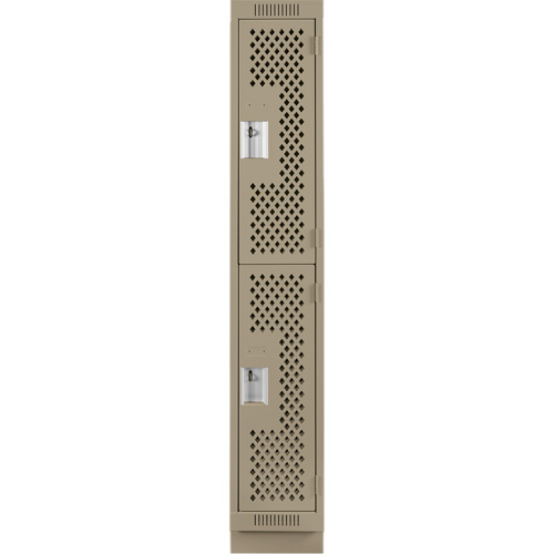 Casiers Clean Line, 2 niveaux, 12" x 18" x 76", Acier, Beige, Rivet (assembl&eacute;), Perfor&eacute; Rideout Tool & Machine Inc.