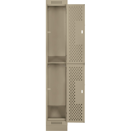 Casiers Clean Line, 2 niveaux, 12" x 18" x 76", Acier, Beige, Rivet (assembl&eacute;), Perfor&eacute; Rideout Tool & Machine Inc.
