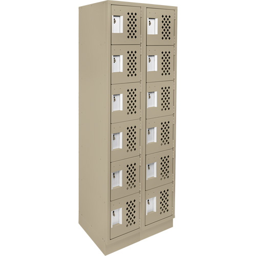 Assembled Lockerettes Clean Line Perforated Economy Lockers, 6 -tier, Bank of 2, 18" x 72" x 12", Steel Rideout Tool & Machine Inc.