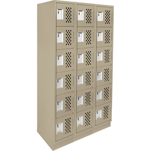 Assembled Lockerettes Clean Line Perforated Economy Lockers, 6 -tier, Bank of 3, 18" x 72" x 12", Steel Rideout Tool & Machine Inc.